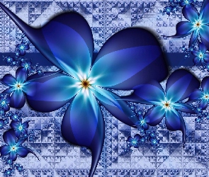 Niebieskie, Abstrakcja, Kwiaty