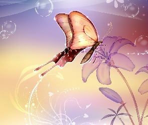Ładny, Kwiaty, Motyl