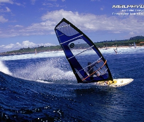 deska, fala, morze, żagiel, Windsurfing