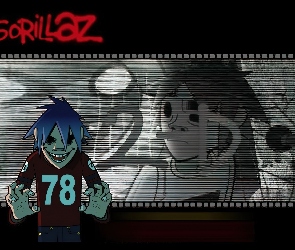 włosy, twarz , Gorillaz, ludzik