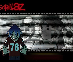 Gorillaz, włosy, twarz , ludzik