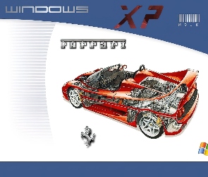 microsoft, samochód, Windows XP, ferrari