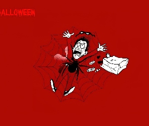 Halloween, człowiek w pajęczynie