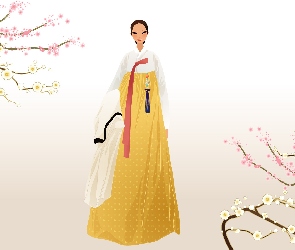 Gałązki, Kimono, Japonka