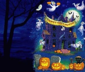 Halloween, domek, duszki