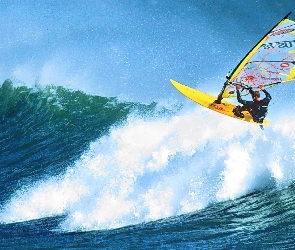 Windsurfing, fala, żagiel , morze, deska