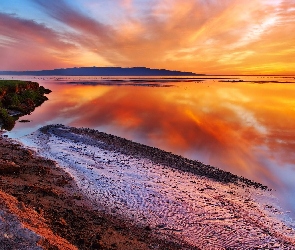 Morze, Słońca, Zachód, Plaża