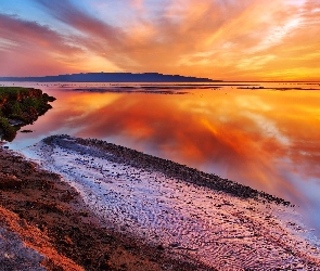 Morze, Słońca, Zachód, Plaża