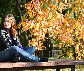Ławka, Park, Kobieta