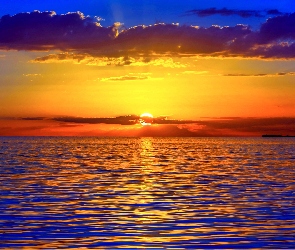 Zachód Słońca, Chmury, Morze