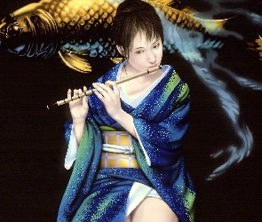 Kobieta, Flet, Kimono