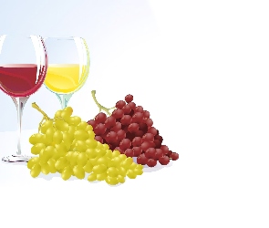 Winogrona, Wino, Dwa, Kieliszki