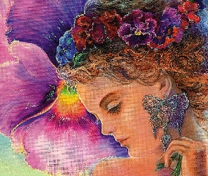 Josephine Wall, Kwiaty, Kobieta, Kolczyk