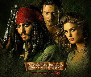 Pirates of the Caribbean, Piraci z Karaibów, Keira Knightley, Johnny Depp, Orlando Bloom, Aktorka, Aktor