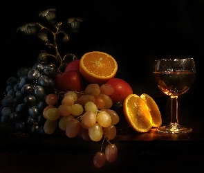 Wina, Lampka, Winogrona, Pomarańcze