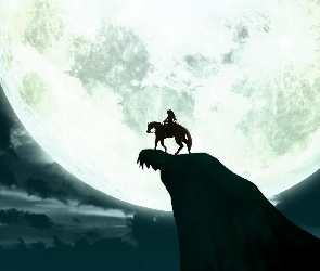 Jeździec, Księżyc, Koń, Kobieta