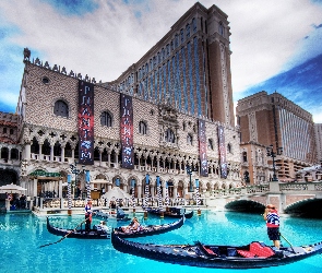 Łódki, Woda, Hotel, Las Vegas