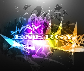 Kolory, Energia, Grafika, Napis