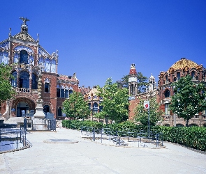 Drzewa, Budynki, Plac, Zabytkowe