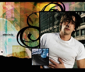 biały, t-shirt, Adrien Brody
