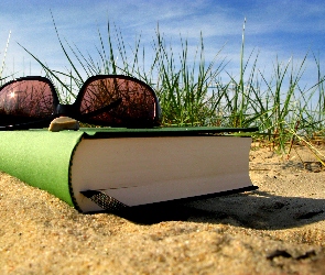 Książka, Okulary, Plaża