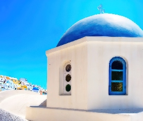 Cerkiew, Kopuła, Grecja, Niebieska, Santorini