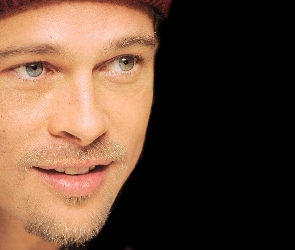 bródka, oczy, Brad Pitt, niebieskie