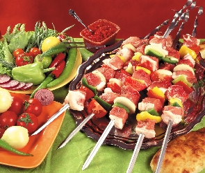 Papryka, Cebule, Szaszłyki, Pomidory