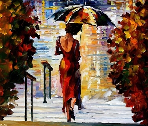 Obraz, Parasol, Leonid Afremov, Kobieta, Reprodukcja