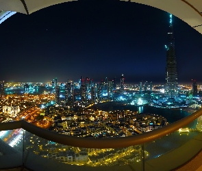 Dubaj, Światła, Kolorowe, Nocą