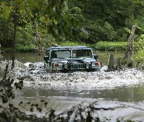 Przez, Hummer, Samochód, Rzekę, Przeprawa