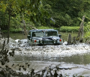 Przeprawa, Hummer, Rzekę, Samochód, Przez