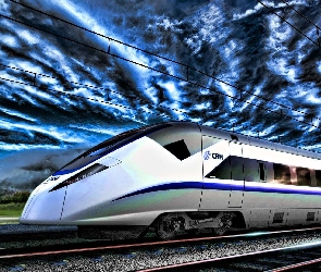 Pociąg, Chmury, Tory, Superexpress