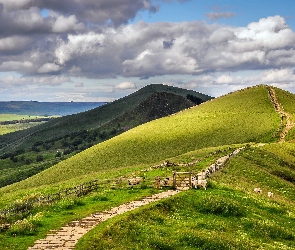 Góry, Owce, Pastwisko, Dróżka