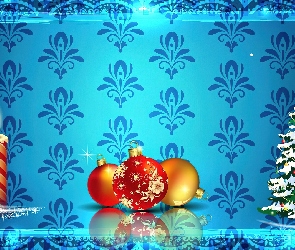 Grafika 2D, Boże Narodzenie, Bombki, Świeczki, Choinka, Święta