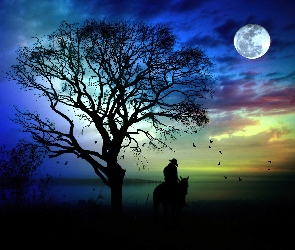 Księżyc, Drzewo, Jeździec