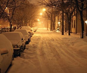 Śniegiem, Pokryte, Zima, Miasto