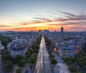 Panorama, Zachód Słońca, Ulice, Miasta, Paryż