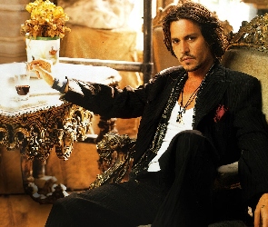 szklanka, cygaro, Johnny Depp