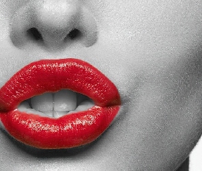 Kobieta, Usta, Czerwone, Namiętne