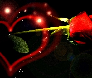 Walentynki, Róża, Czerwona, Serce