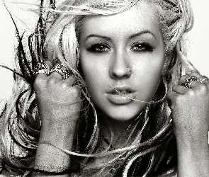 Makijaż, Pierścionki, Christina Aguilera, Portret