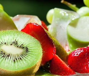 Kiwi, Owoce, Winogrona, Truskawki, Jabłka