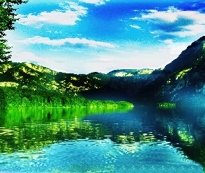 Jezioro, Łódka, Góry