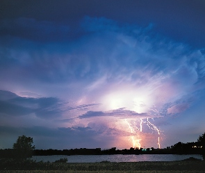 Błyskawica, Jezioro, Chmury