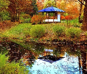 Park, Lustrzane, Odbicie, Rzeka, Jesień