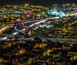 Światła, Noc, Panorama, Miasta