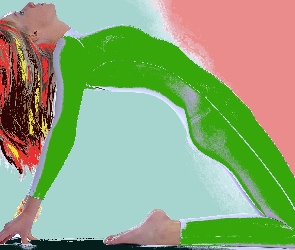 Czerwone, Strój, Komputerowa, Włosy, Zielony, Grafika, Kobieta