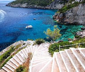 Zakynthos, Schody, Stateczki, Przylądek Skinari, Grecja