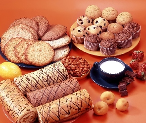 Muffinki, Babeczki, Orzeszki, Mleko, Ciasteczka